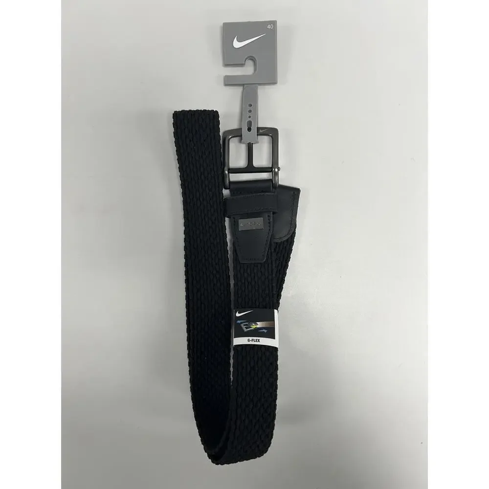 Nike Black Woven Elastic Belt with Metal Buckle Size 40